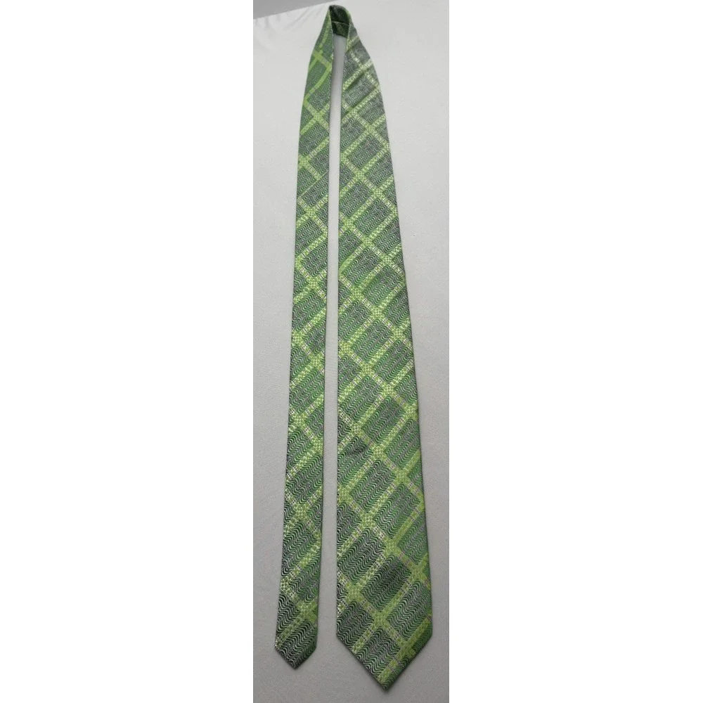 THE‎ BIG KNOT Steven Land Mens 100% Silk XL Tie Green Purple W3.5